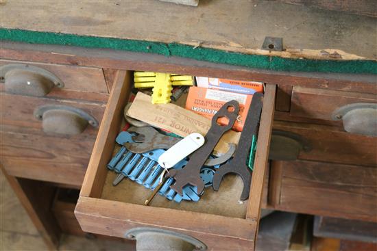 A tool cabinet with old tools, H.162cm